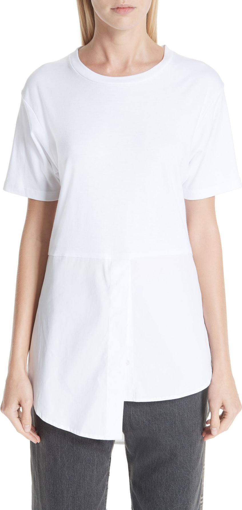 Monse Shirttail Mixed Media Tee