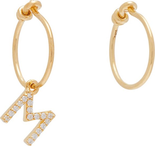 Theodora Warre Mismatched M-charm gold-plated hoop earrings