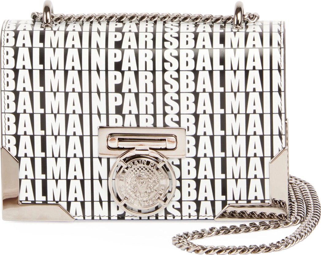 Balmain Box 20 Logo Crossbody Bag, Black/White Balmain Box 20 Logo Crossbody Bag, Black/White