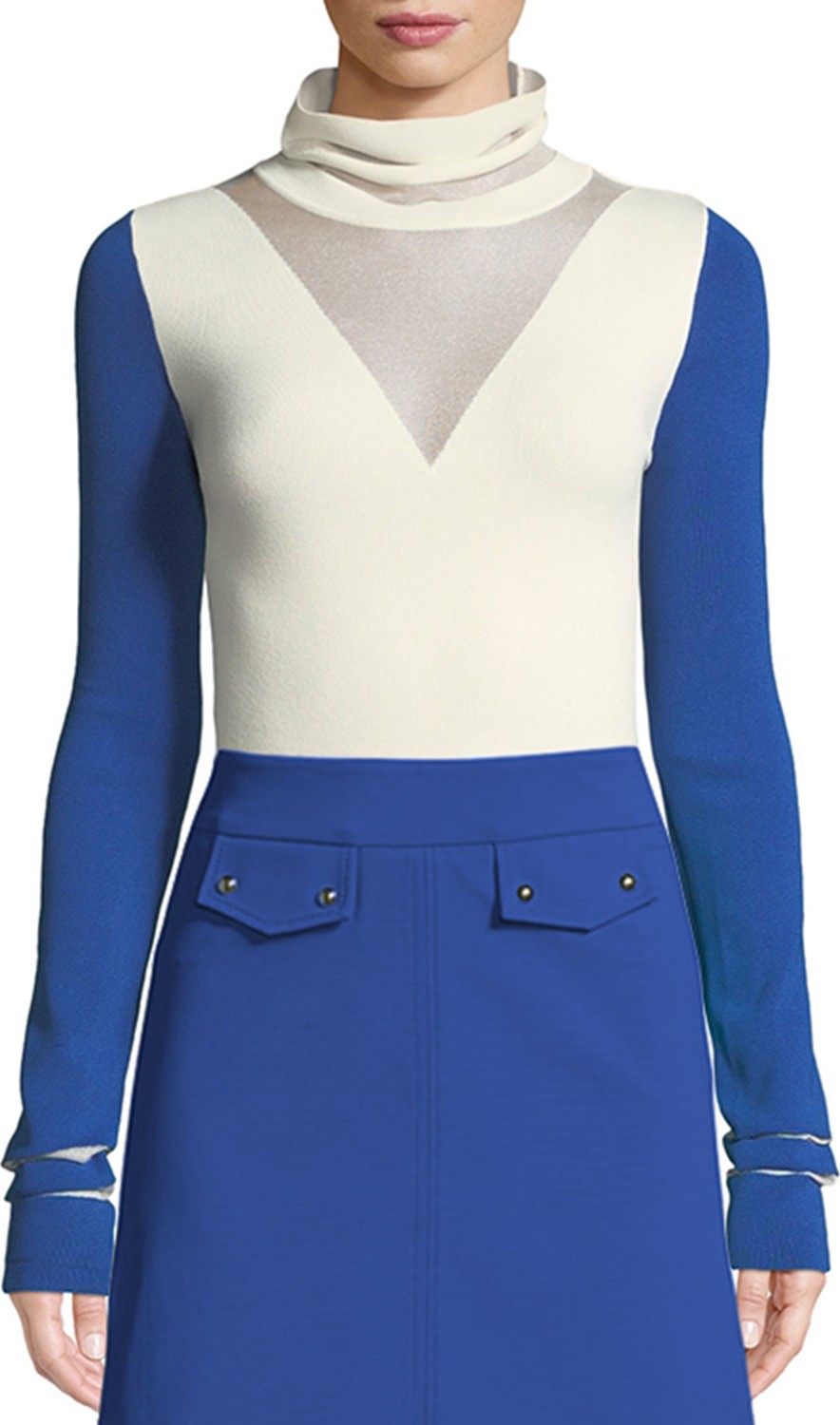 Pinko Two-Tone Jersey Turtleneck Pullover Sweater