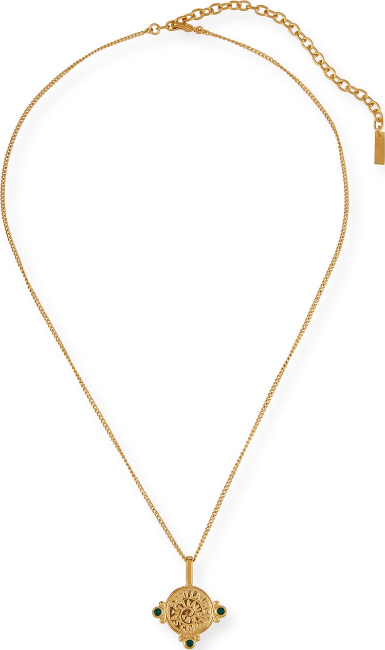 Saint Laurent Medallion Pendant Necklace w/ Stones
