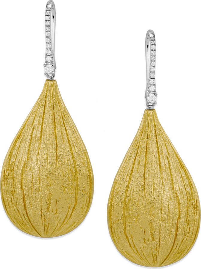 Staurino Fratelli Renaissance 18k Gold Teardrop Earrings w/ Diamonds