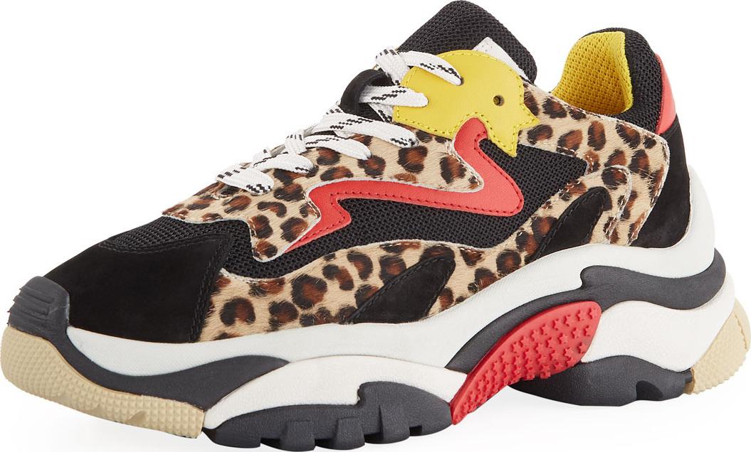 ASH Addict Mixed Leopard Colorblock Sneakers