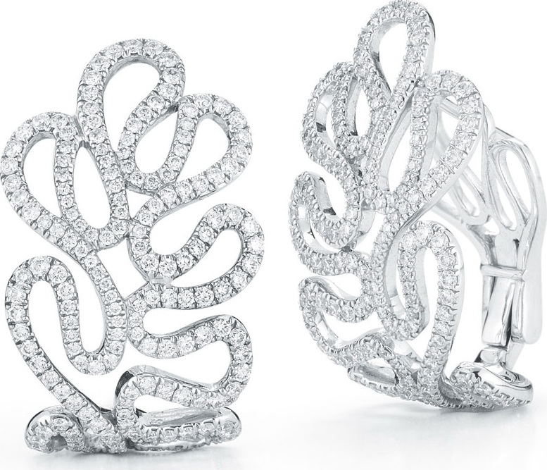 Miseno 18k White Gold Sea Leaf Diamond Huggie Earrings