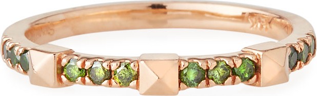 Stevie Wren 14k Rose Gold Green Diamond Pyramid Ring, Size 7