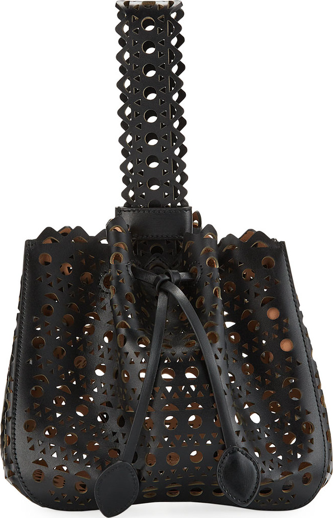Alaïa Vienne Lux Laser-Cut Bucket Bag, Noir