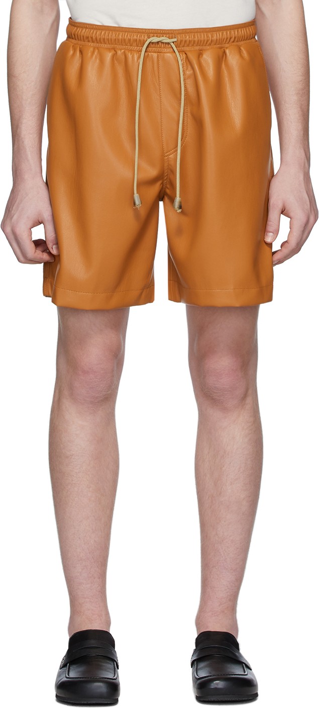 Nanushka Orange Vegan Leather Doxxi Shorts