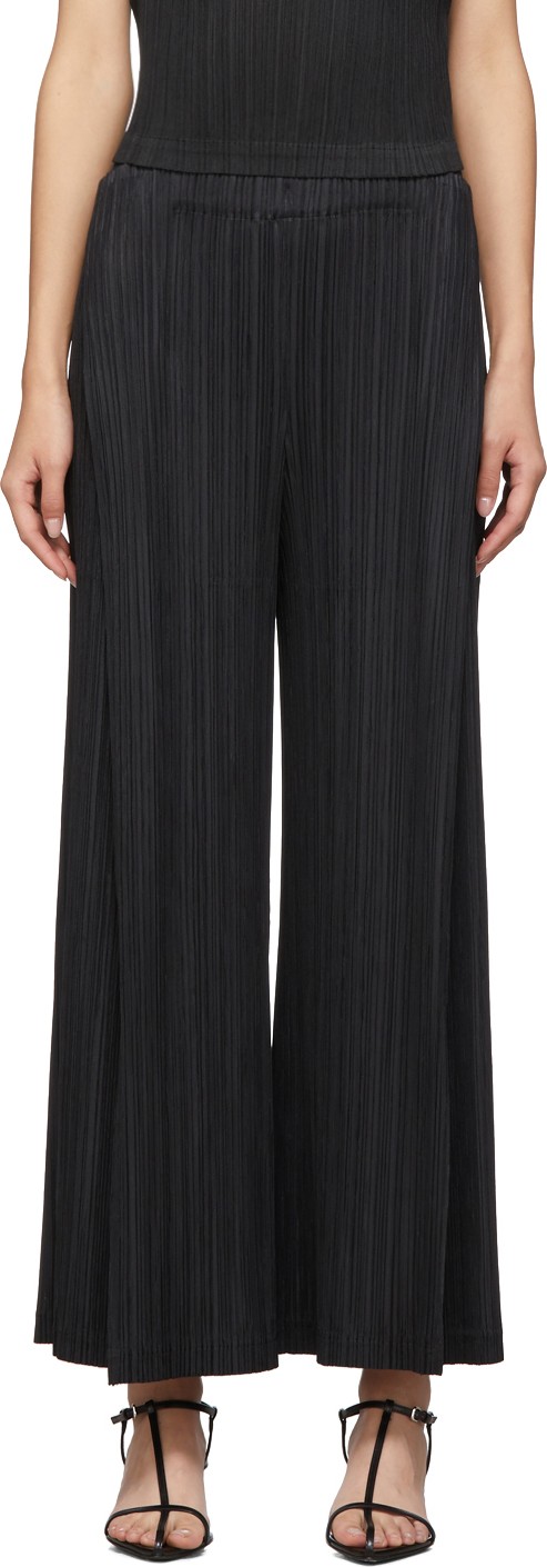 Pleats Please By Issey Miyake Black Thick Bottom Trousers