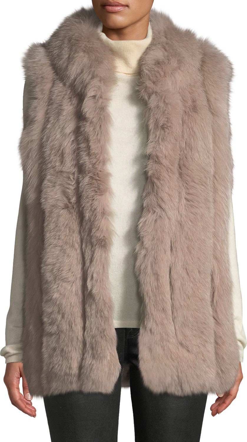 Belle Fare Zip-Front Fur Long Vest