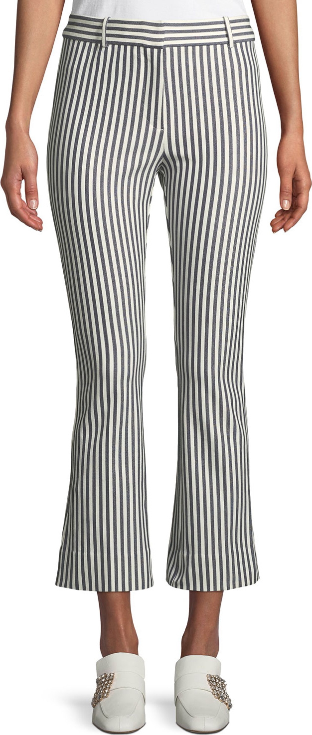 Derek Lam 10 Crosby Striped Cropped Flare-Leg Trousers