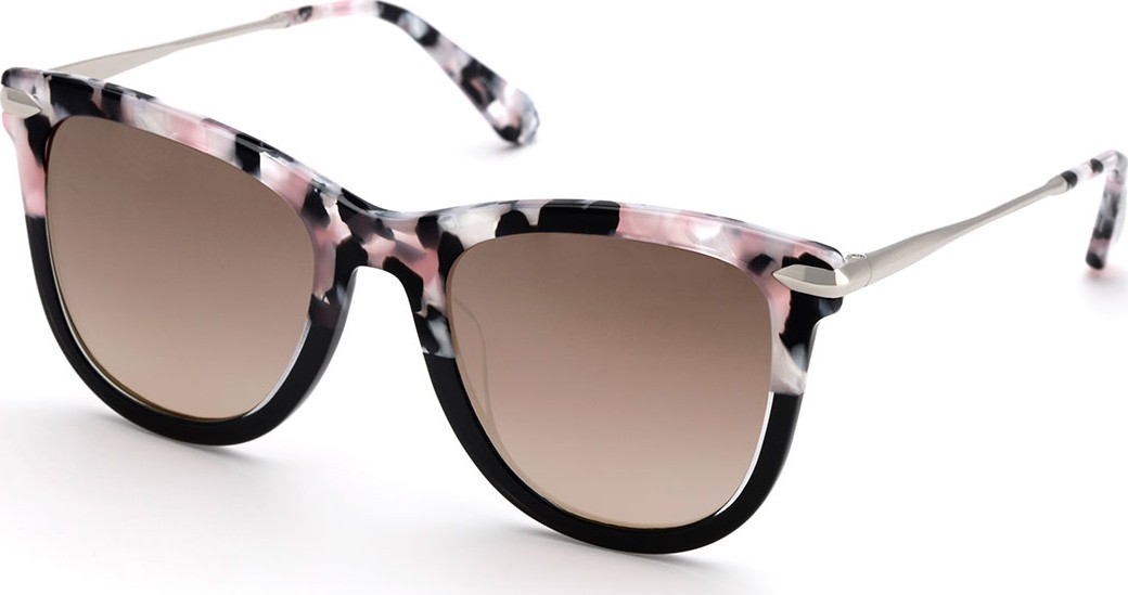 KREWE Simone Two-Tone Square Acetate Mirrored Sunglasses, Galactic