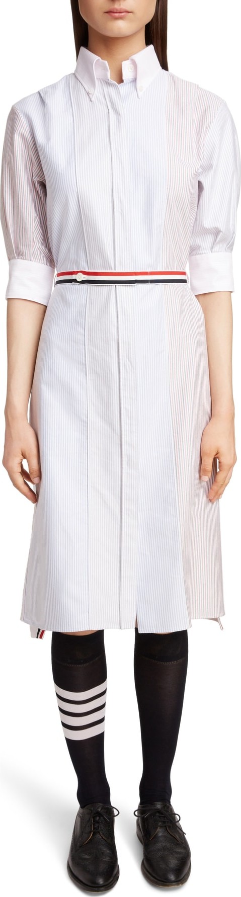 Thom Browne Stripe Belt Oxford Shirtdress