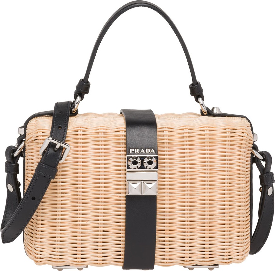 Prada Woven Wicker Basket Crossbody Bag