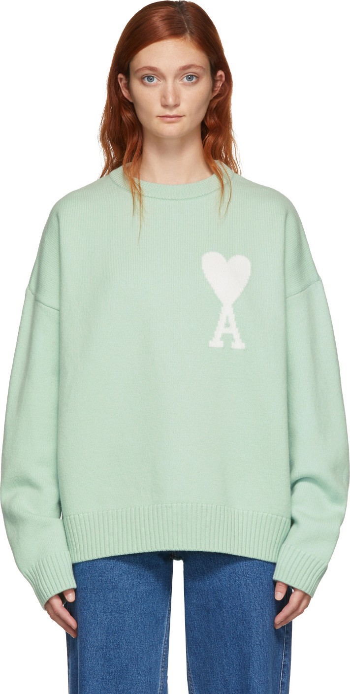 AMI Green Oversized Ami De Coeur Sweater