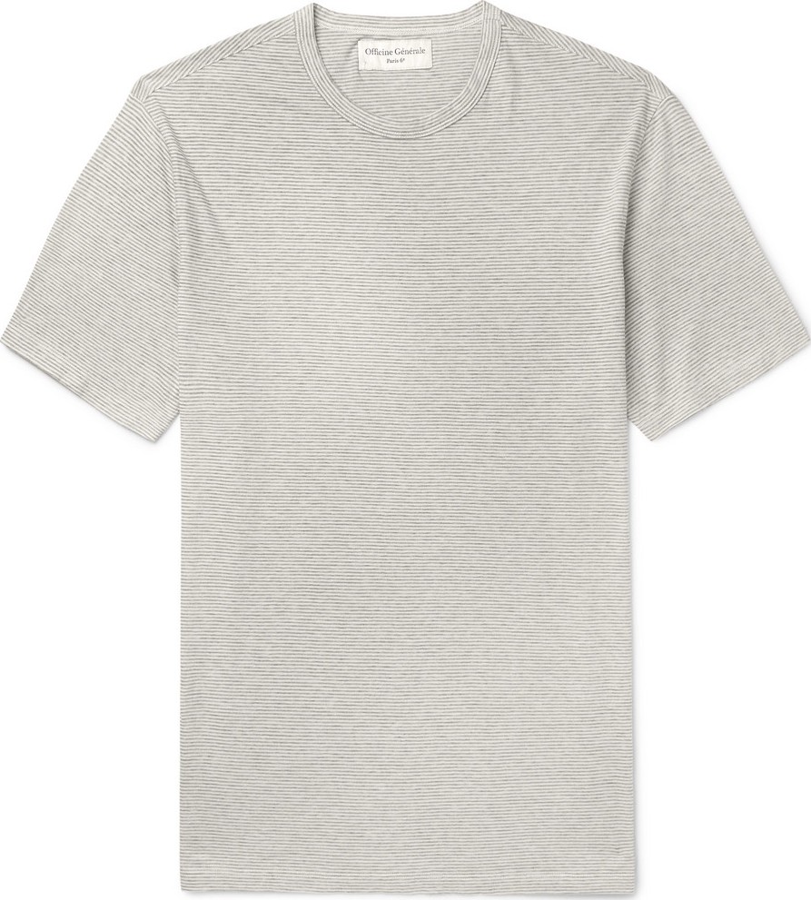 Officine Générale Striped Cotton-Blend T-Shirt
