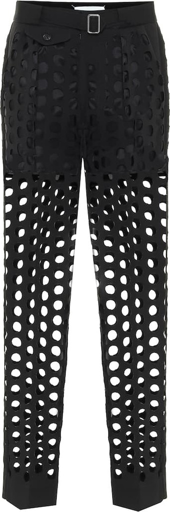 Maison Margiela Perforated crêpe mid-rise pants
