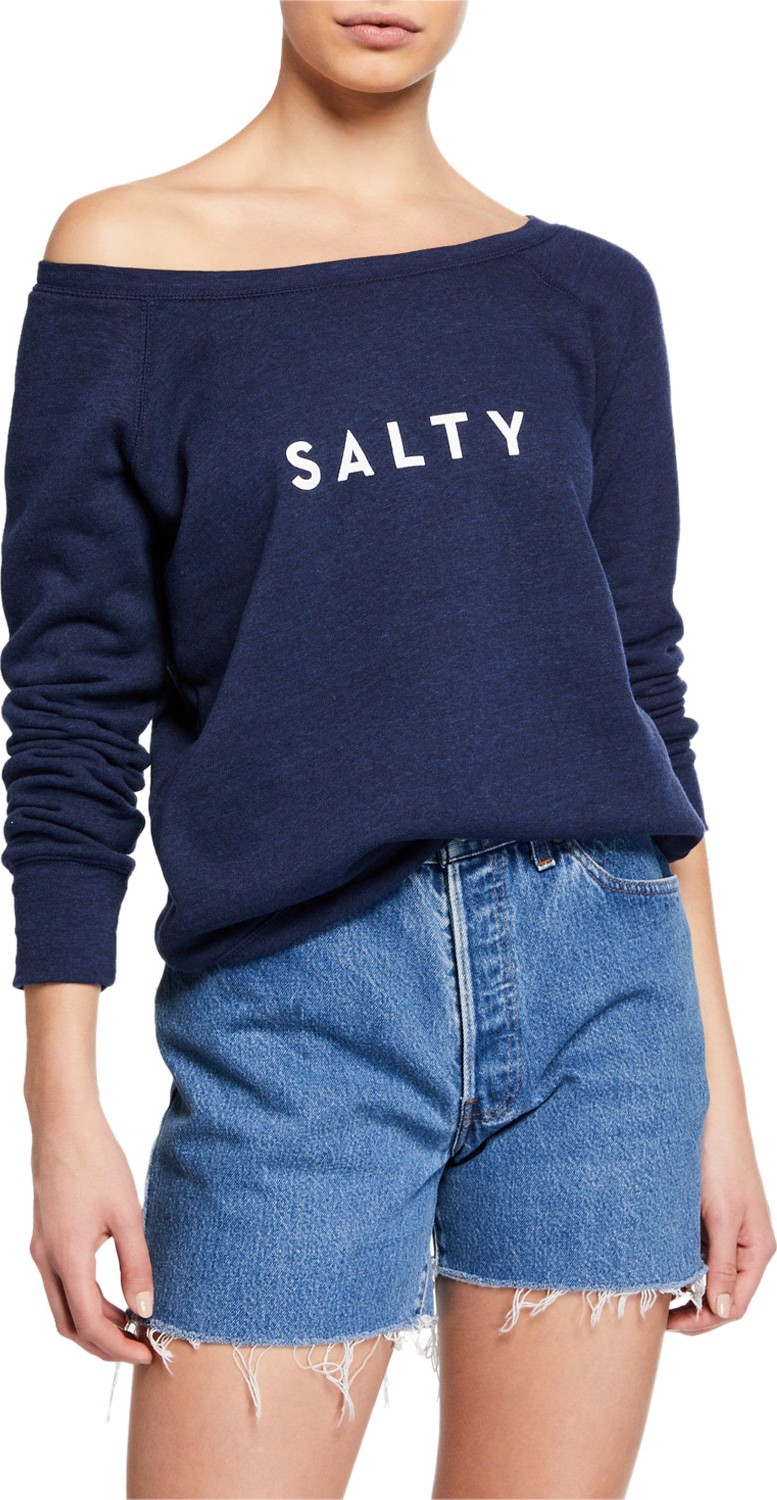 MILLY Salty Boat-Neck Pullover Sweatshirt