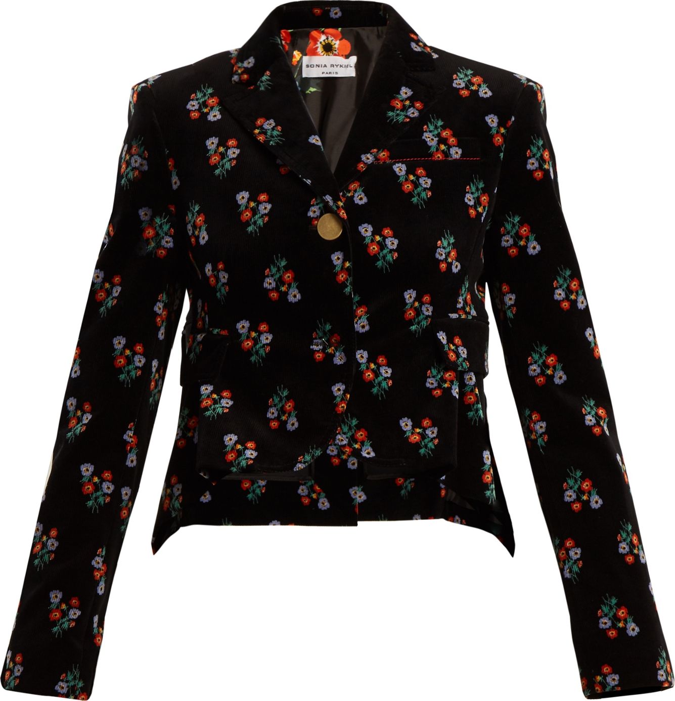 Sonia Rykiel Floral-print single-breasted corduroy jacket