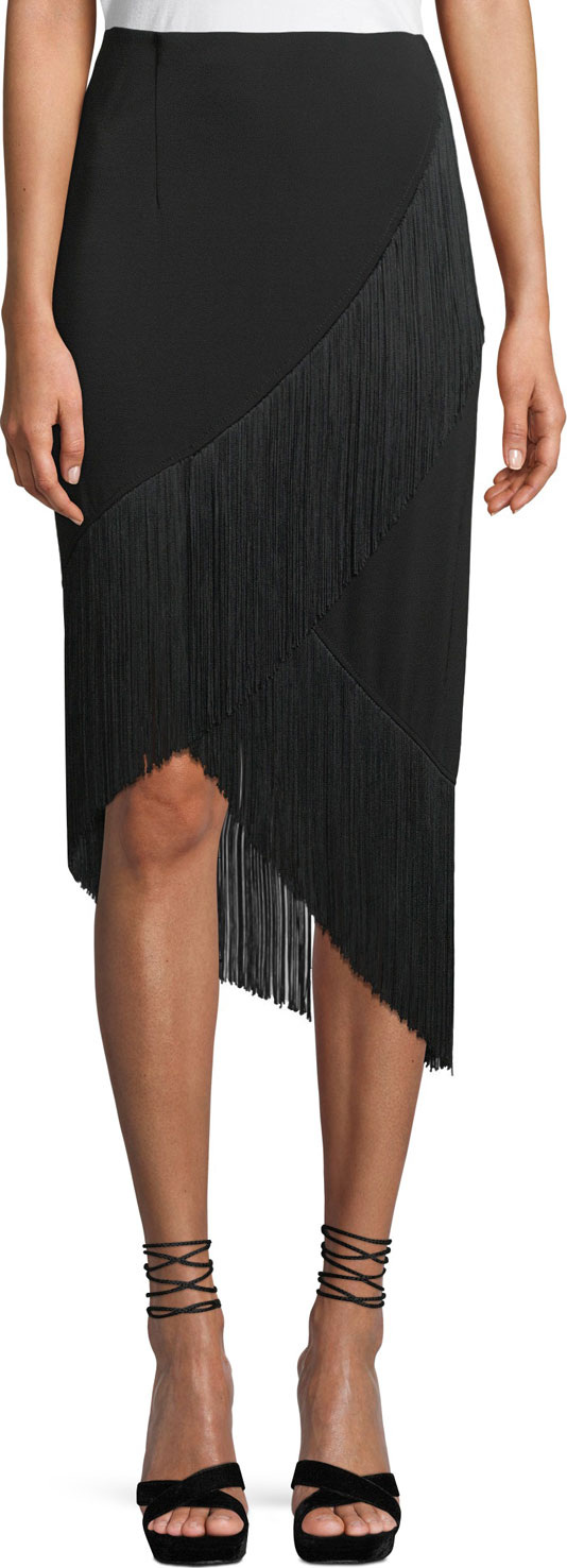 Nanette Lepore Rarified Jersey Skirt w/ Fringe
