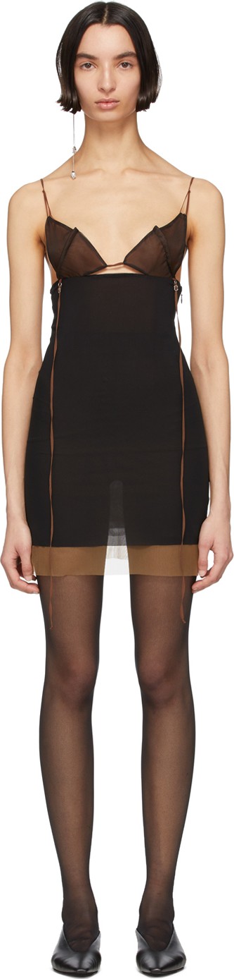 Nensi Dojaka SSENSE Exclusive Black & Brown Silk 7 Dress