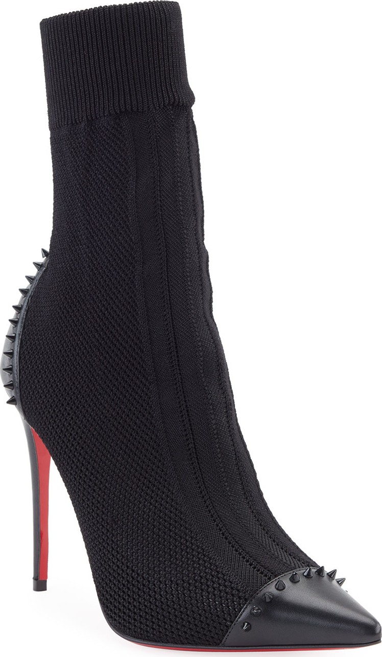 Christian Louboutin Dovi Dova Knit Red Sole Booties  Black
