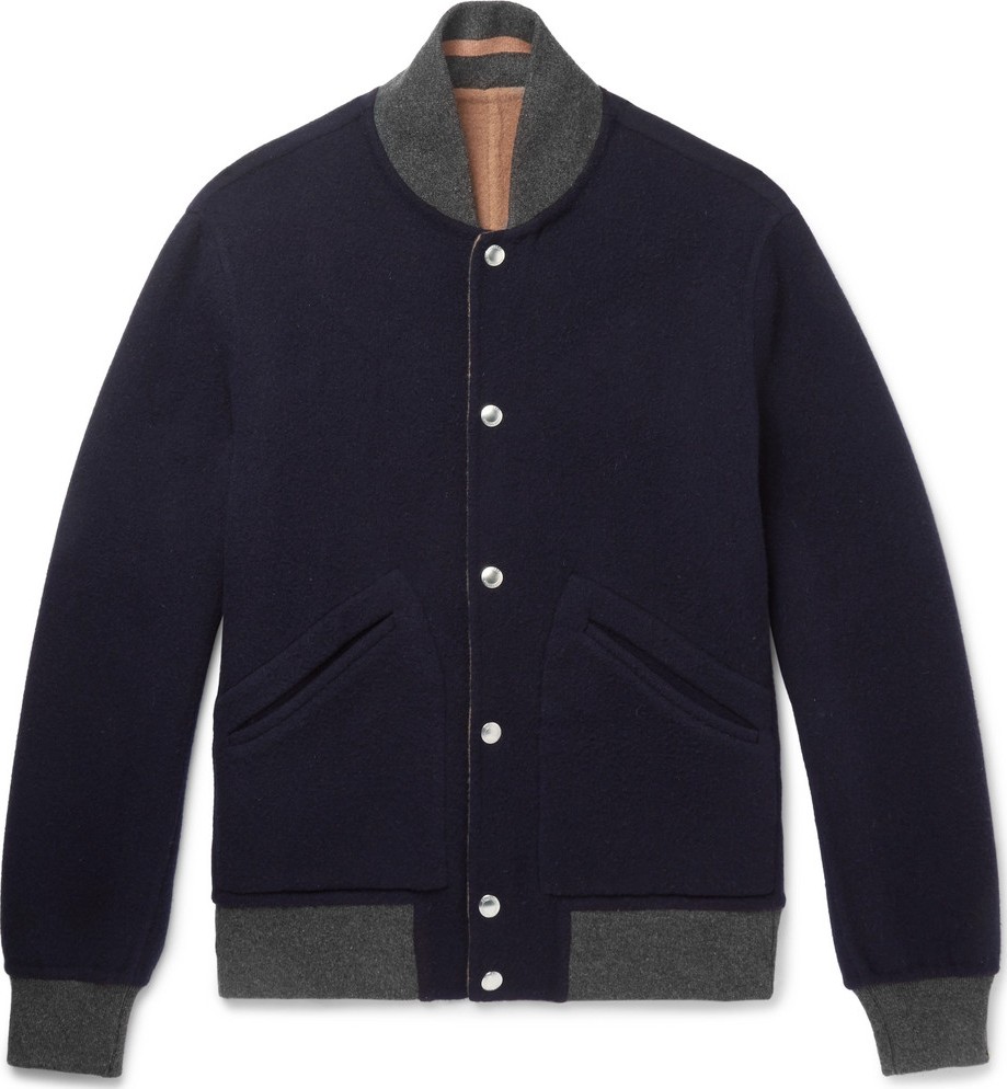 Brunello Cucinelli Reversible Wool and Cashmere-Blend Bomber Jacket