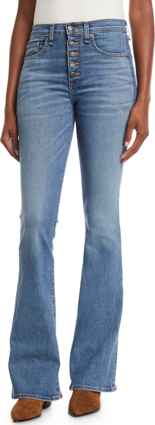 Veronica Beard Beverly Skinny Flare Jeans w/ Button Fly