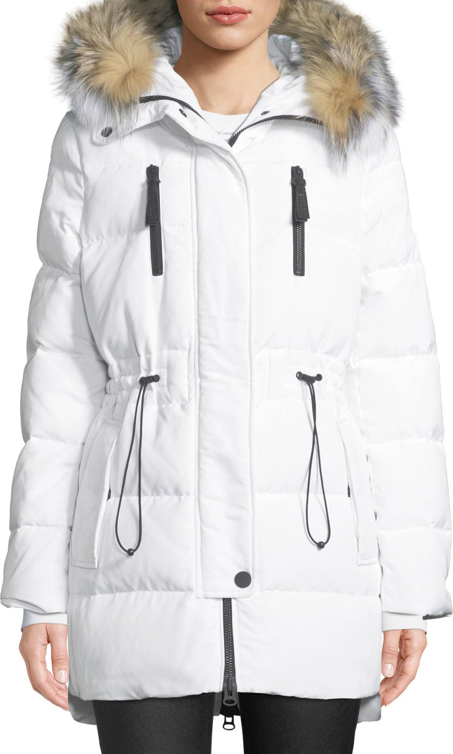 Derek Lam 10 Crosby Hooded Parka Coat w/ Fur & Cinched Waist