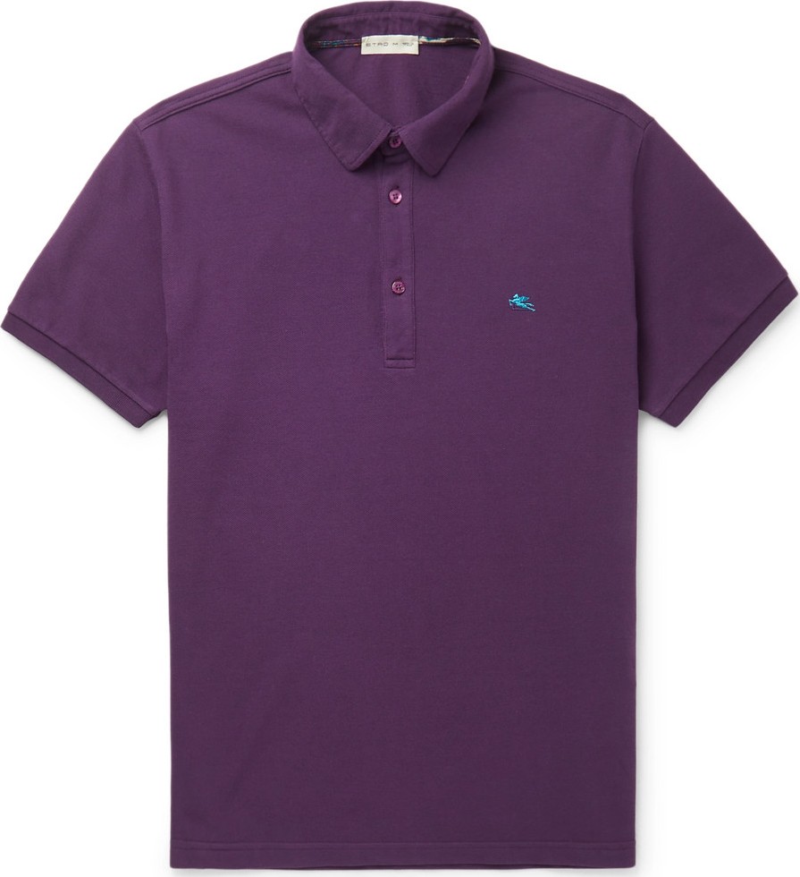 Etro Logo-Embroidered Cotton-Piqué Polo Shirt