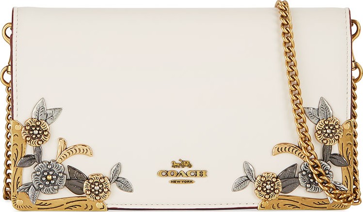 COACH 1941 Metal Tea Rose Fold-Over Chain Clutch Bag