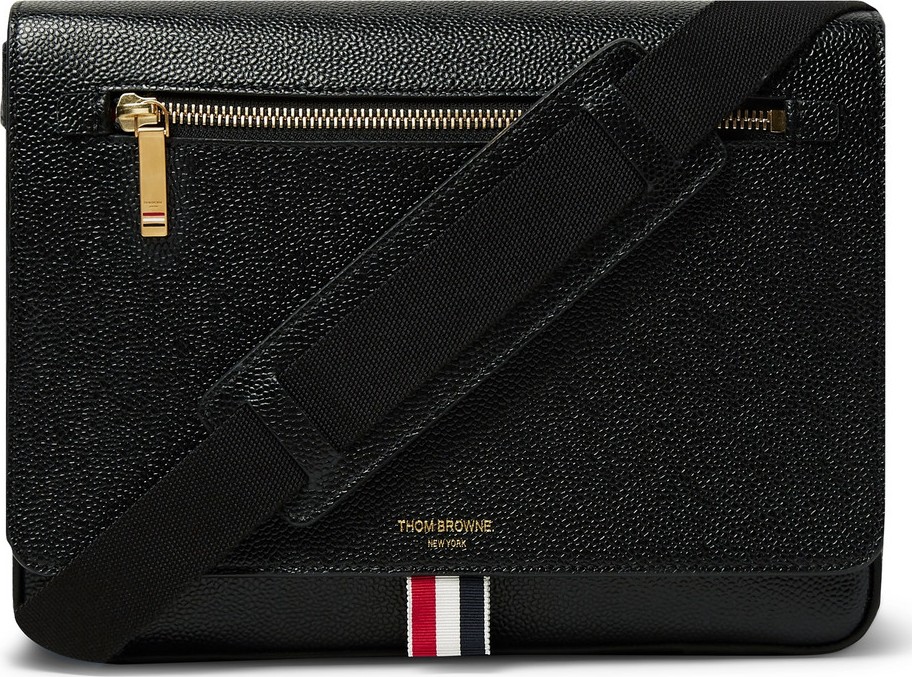 Thom Browne Pebble-Grain Leather Messenger Bag