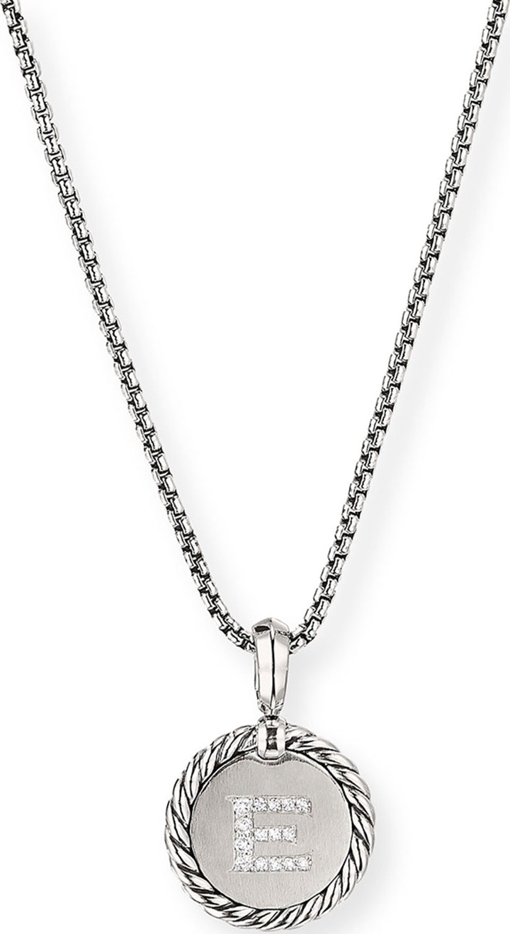 David Yurman Collectible Diamond Initial E Necklace