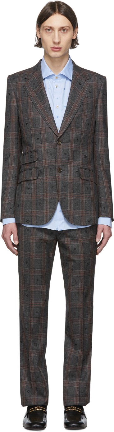 Gucci Grey & Red Bees & Hearts Suit