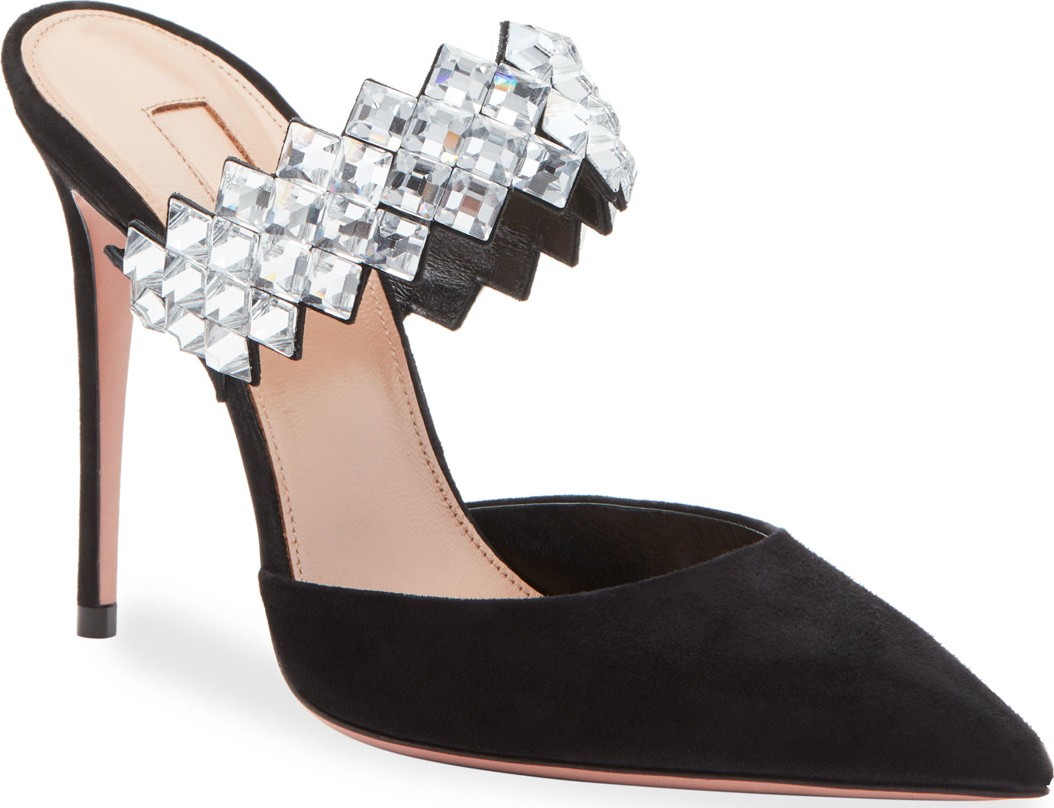 Aquazzura Talisman Crystal-Embellished Mules