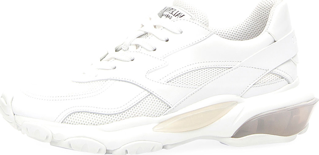 Valentino Bounce Leather/Nylon Lace-Up Sneakers