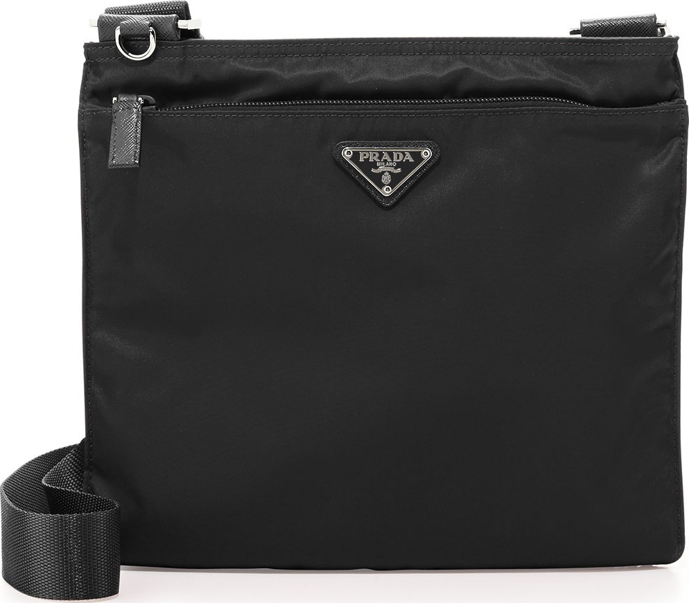 Prada Vela Flat Crossbody Bag, Black (Nero)