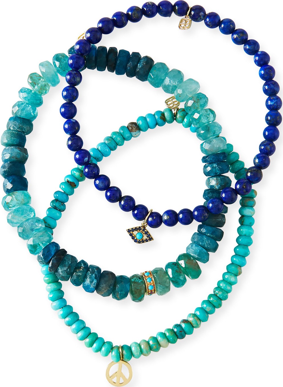 Sydney Evan Turquoise Trio & Sapphire Bracelets  Set of 3