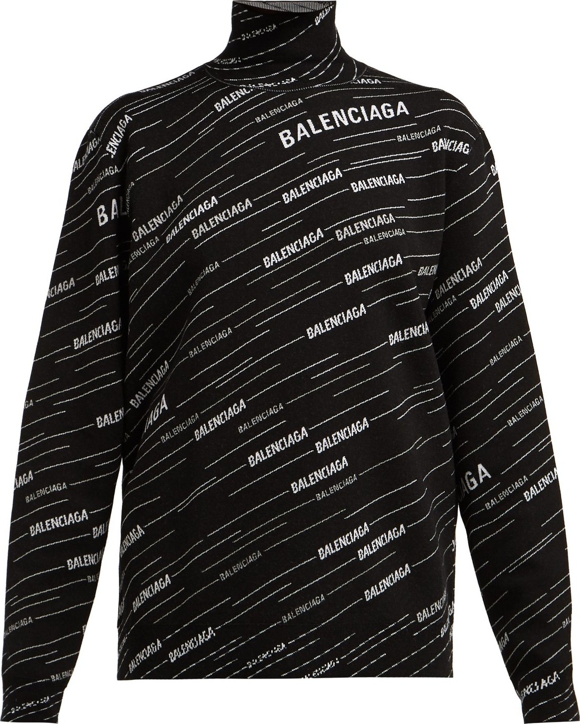 Balenciaga Logo-intarsia wool-blend sweater