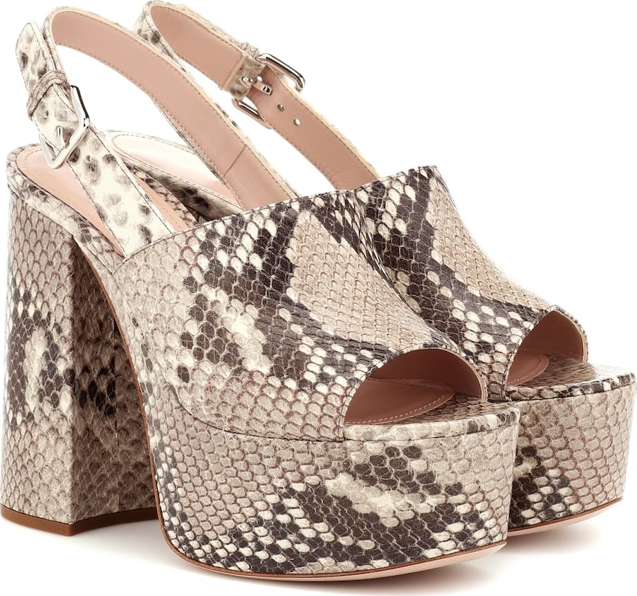 Miu Miu Embossed platform leather sandals