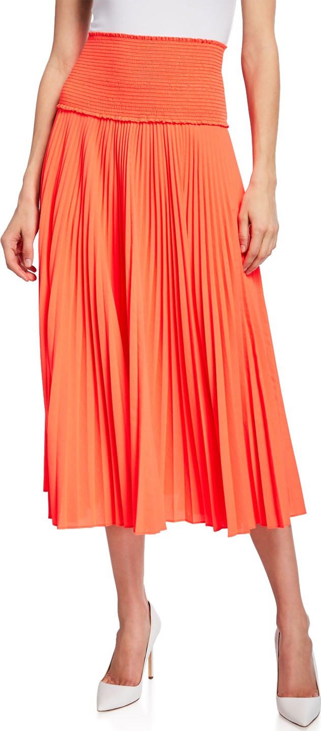A.L.C. Hedrin Smocked Pleated Midi Skirt