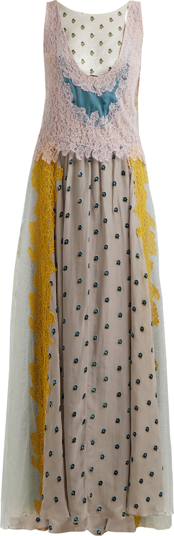 Valentino Flocked-floral velvet dress