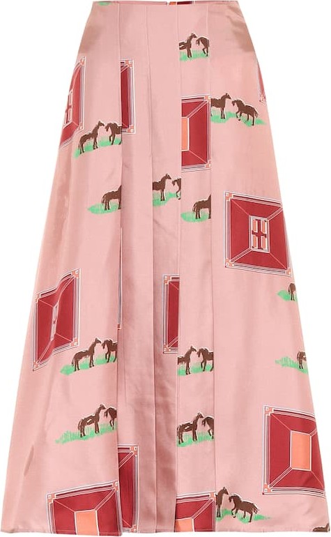 Victoria Beckham Printed silk midi skirt