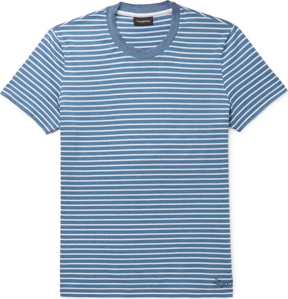 Ermenegildo Zegna Slim-Fit Striped Cotton-Piqué T-Shirt