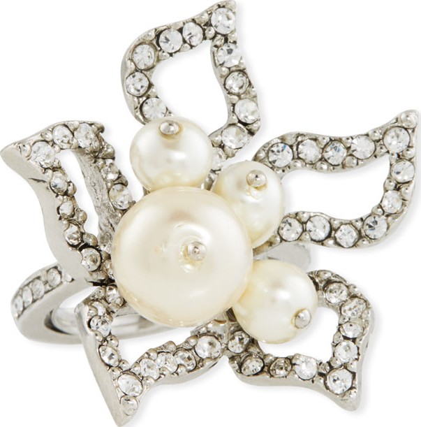 Oscar De La Renta Pave Petal Ring