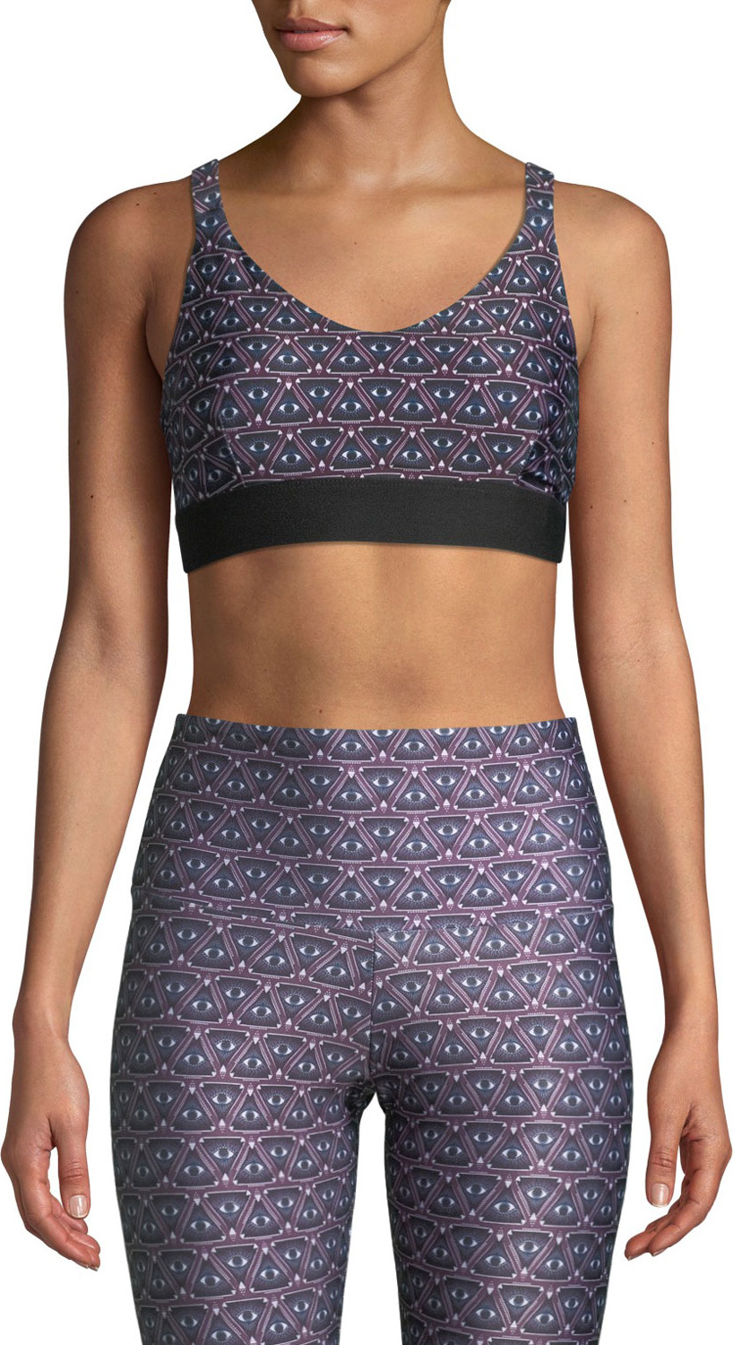 ONZIE Lotus Printed Open-Back Sports Bra