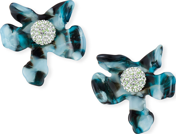 Lele Sadoughi Crystal Lily Button Earrings