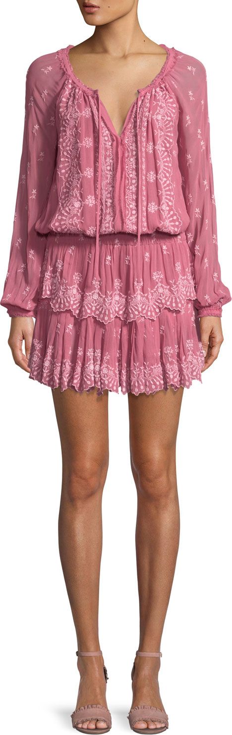 LOVESHACKFANCY Printed Ruffle-Skirt Popover Dress