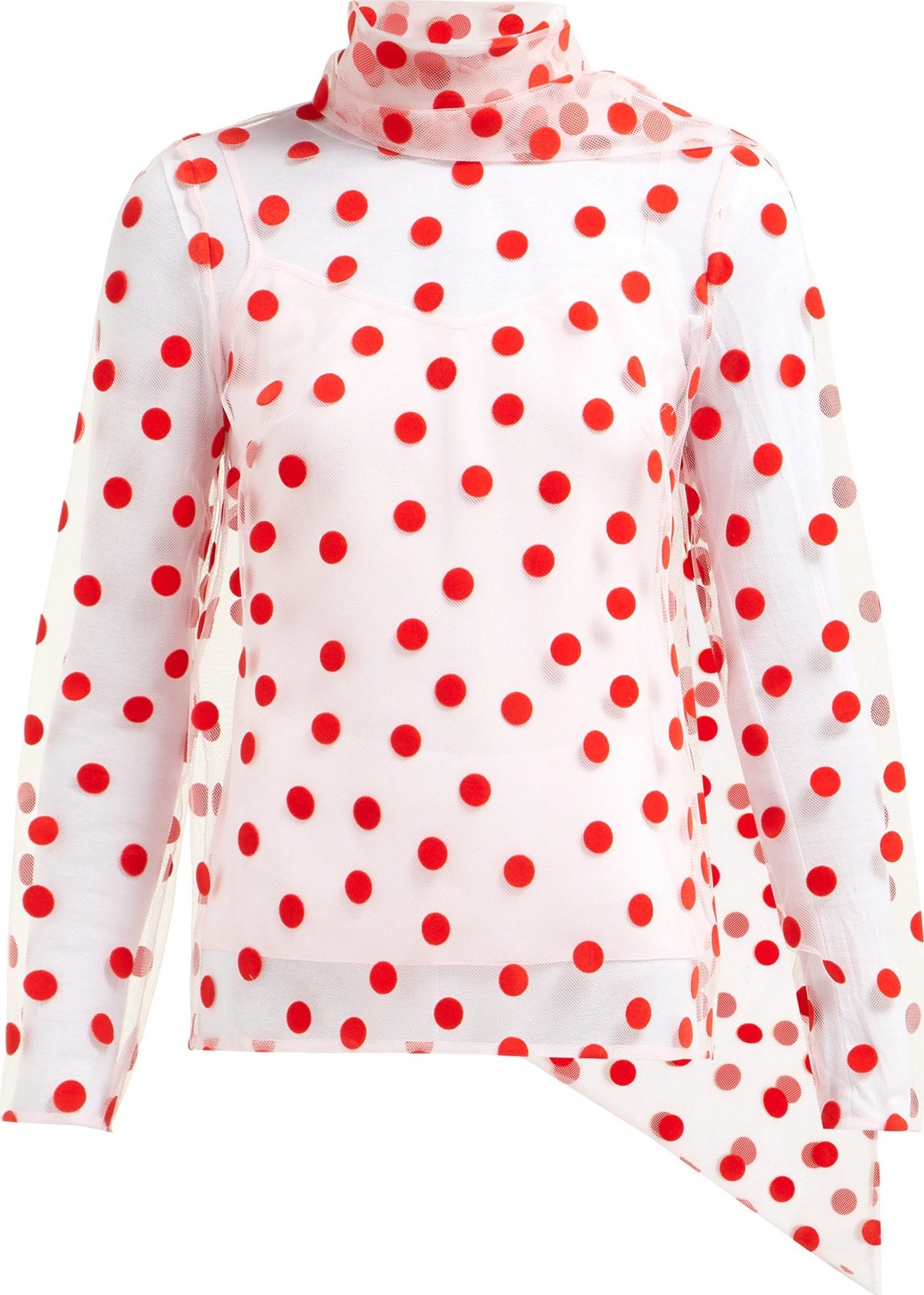 Erdem Yvonna polka-dot tulle top