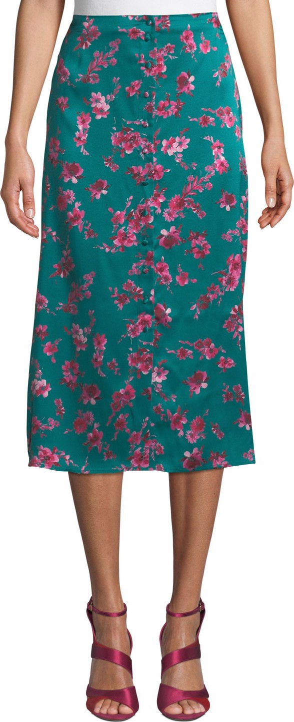 CAMI NYC The Annabelle Floral Button-Front Midi Skirt