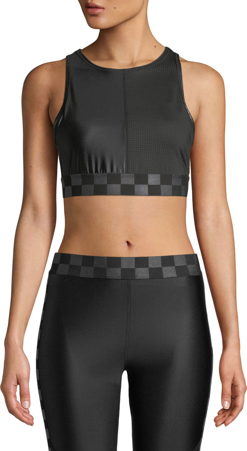 ALALA Blocked Pyramid Shiny Jersey Mesh Combo High-Impact Sports Bra